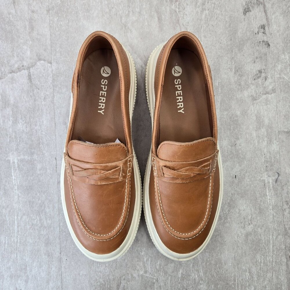 Sperry Women's Tan Platform Penny Loafers - Picture 2 of 11